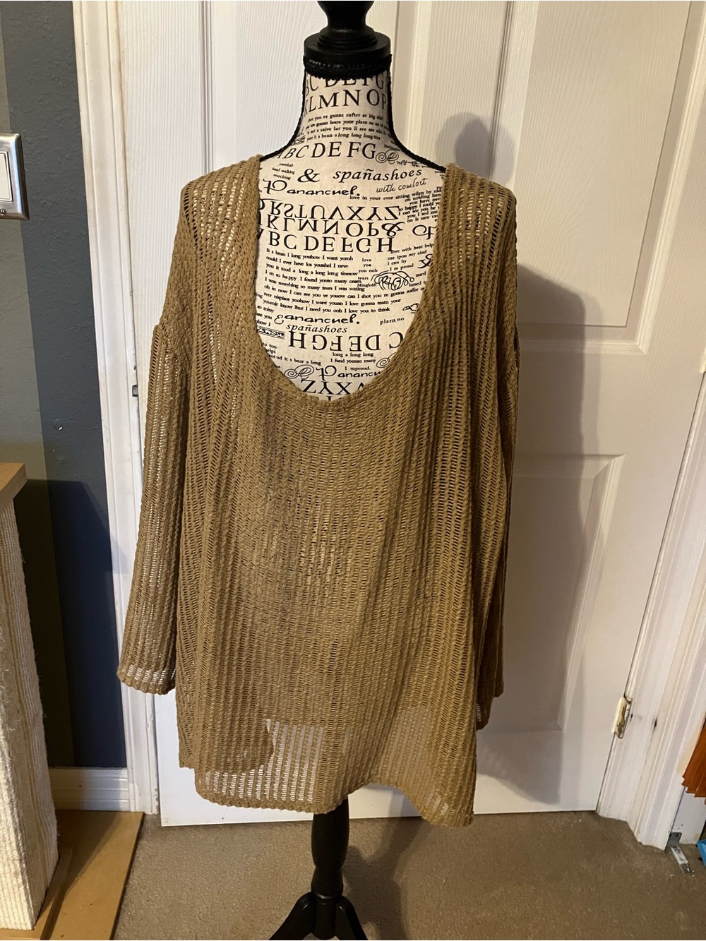 Lightweight Open-Weave Sweater in Tan